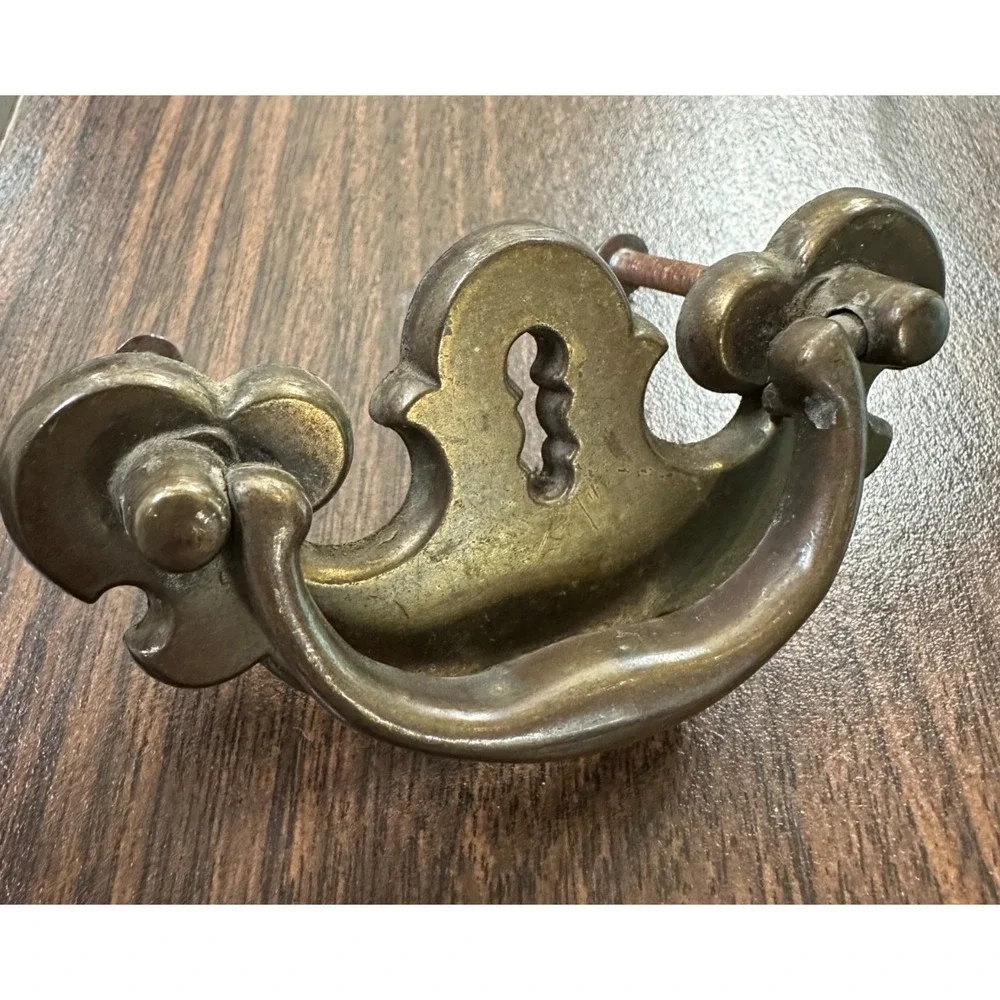 Vintage Brass Drawer Pulls Vintage Hardware Keyhole Bail Pull MCM 3.5